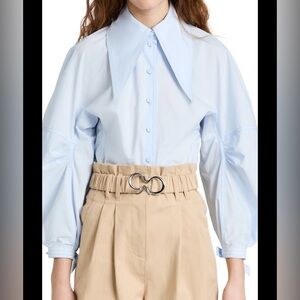 Tory Burch Cotton Poplin Bow Blouse